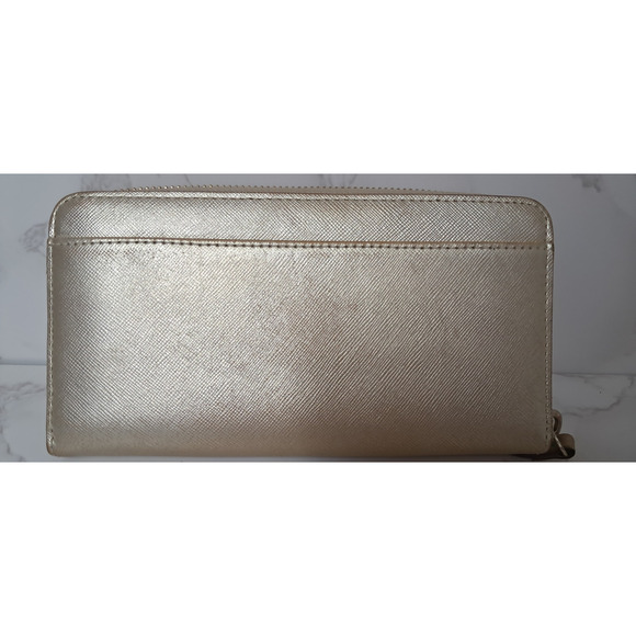 KATE SPADE Champagne Saffiano Leather Women's Zip Around Wallet - EUC - Picture 2 of 7